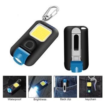 Portabil cu LED, Breloc Lanterna USB Reîncărcabilă COB Clip-Buzunar pe Capac Far Lanterna Lanterna pentru Camping de Urgență 2