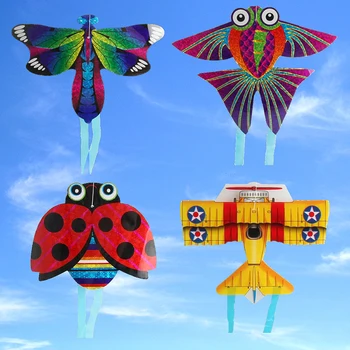 Portabil pentru Copii în aer liber Părinte-copil Jucărie Interactiv Desene animate Avion Fluture Insecte Mini Zmeu 5