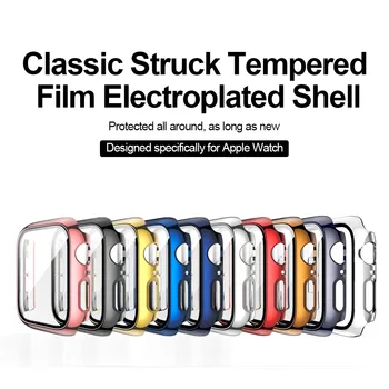 Potrivit pentru Apple Watch 4 5 6se generație pc+ temperat film iwatch galvanizare capac de protecție