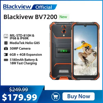 [Premiera] Blackview BV7200 Rugged Smartphone Android 12 6GB+128GB Helio G85 Telefon Mobil 5180mAh Telefoane Mobile, Camere 50MP