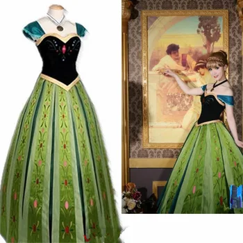 Printesa Anna Cosplay Rochie De Printesa Încoronare Cosplay Costum Personalizat Dimensiune Costum Colier Pentru Halloween Joc Prop 1
