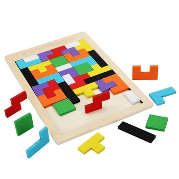 Puzzle din Lemn Jucărie Colorat 3D Tangram Matematica Joc Jucarii pentru Copii de Pre-școală Magination Intelectuală Jucărie de Învățământ pentru Copii