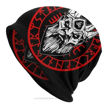 Pălăria Neagră Roșie Vegvisir Războinic În Aer Liber Beanie Capace Pentru Barbati Femei Mitologia Nordică, Vikingii Chelioși De Schi Capace De Bumbac Capota Pălării 1