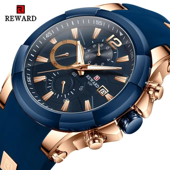 RECOMPENSA Brand Bărbați Ceasuri Impermeabil Curea Silicon Sport Cronograf Cuarț Ceas pentru Bărbați Ceas de mână Moda Erkek Kol Saati 14