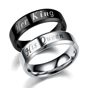 Regele Regina inel din oțel inoxidabil lovers ring inel dragoste inele pentru femei, barbati inel de logodna 9