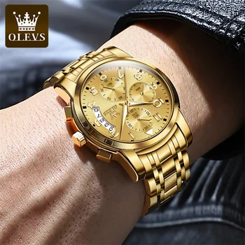 Relogio Masculino Sport Ceas de Aur pentru Bărbați OLEVS Mens Ceasuri de Top de Brand de Lux de Aur Cuarț Oțel Inoxidabil rezistent la apa Încheietura Ceas 5