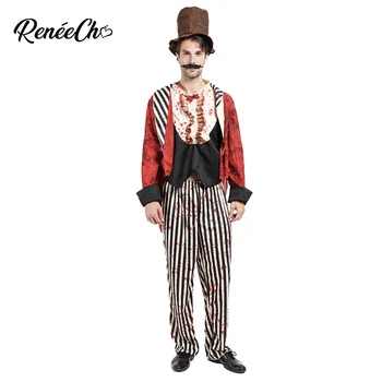 Reneecho Bărbați Ringmaster Costum Costum De Halloween Pentru Adulti Sângeroase Inel Master Cosplay Set 10