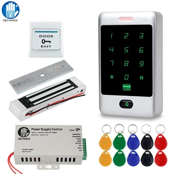 RFID Control Acces Usi Kit Sistem RFID Tastatura Capac rezistent la apa + 180KG Electric Magnetic Lacate de Usi + sursa de Alimentare pentru Acasă 6