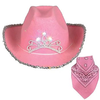 Roz Tiara Vest Fermiera Pălării cu Coroana pentru Femei Fata Laminate Fedora Capace Pene Marginea Pălărie de Cowboy & Batic Eșarfă Eșarfă 13