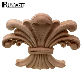 RUNBAZEF Florale Sculptate Decal Sculptură în lemn Colț Aplicatiile de Decor din Lemn, Usa de Perete Mobilier, Decorațiuni interioare, Accesorii Ornamente 4