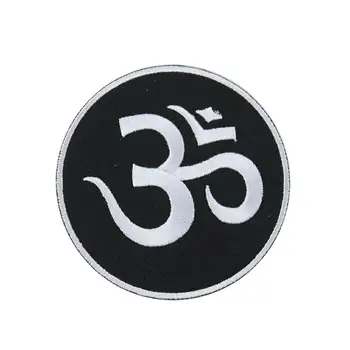 Runda Insigna Budist Mantra Patch Șase caractere Mantra Religioase Element Broderie Patch-uri DIY Discipol Budist Îmbrăca Accesoriu 2