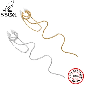 S ' STEEL Argint 925, Design Geometrie Simplă, în formă de X Clip Cercei Cadouri Pentru Femei Manșetă Earing Ciucure Lanț de Bijuterii Fine