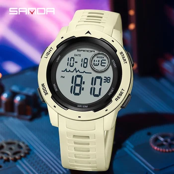 SANDA Oameni de Sport Electronic Ceas de Lux Cronometru Lumină Led-uri Impermeabil Ceas de Moda pentru Bărbați Ceas Digital Japonia Baterie 16