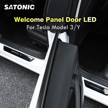 SATONIC Wireless iluminate cu LED Pedala Masina Glafuri Usi Protector Pentru Tesla Model 3 Y Ușa Protecții pentru muchii MODEL 3 ACCESSORI 6