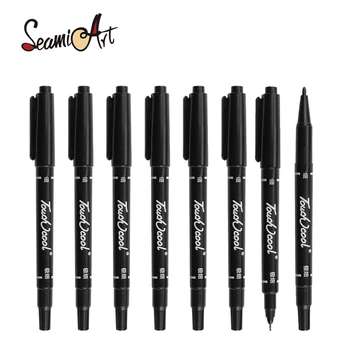 SeamiArt 1 buc Dual-Sfat Permanentă Gras Cerneală Marker de Culoare Neagra rezistent la apa Cârlig Linie Desen Stilou pentru Studenții Artiști Consumabile