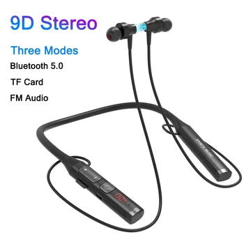 Setul cu Cască fără fir Bluetooth 5.0 Căști HiFi 9D Stereo Gâtului-Spânzurare Sport Căști Bluetooth Suport TF Card FM Redare Audio 1