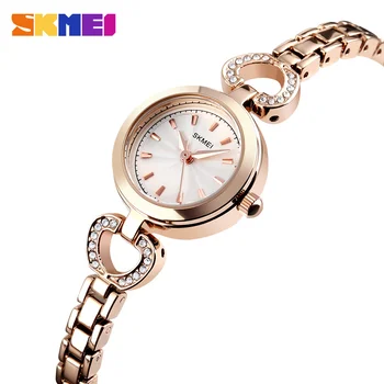 SKMEI Noua Moda Cuarț Ceas pentru Femei Brand de Lux Brățară din Oțel Inoxidabil Ceasuri Doamnelor Rochie Stras Ceasuri Femei Ceas 10