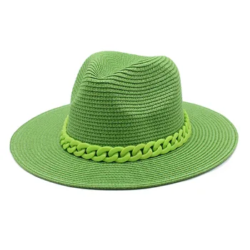 Soarele Straw Fedora Pălărie Plajă Bine Panglica UPF50+ Unisex Vara Margine Largă Floppy Pălărie Panama Beach Hat