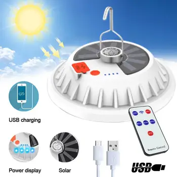 Solar de Camping Lumina USB Reîncărcabilă cu LED-uri Impermeabil Lampa 3600mAh 120 LED 200 Lumen Camping Lumina Cu Control de la Distanță Pentru Camping 6