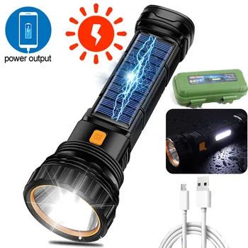 Solar Lanterna Led-uri USB Reîncărcabilă Lanterne în aer liber cu rază Lungă de Lanterna Multi-funcția de Alimentare de Urgență Băncii de Mână Lampa Camping 10