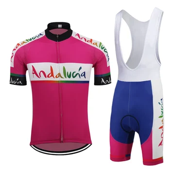 Spania Ciclism Jersey set bicicleta jersey set ropa ciclismo hombre ciclism îmbrăcăminte maneci scurte si salopete pantaloni scurți 9D Pad Gel de MTB