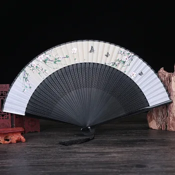 Spinali Fantezie Păsări Ventilator de Mână Retro Flori de Fan Pliere Mătase Bambus Ventilator Cu Ciucure de Nunta Dans Favoruri de Partid Cadouri pentru Oaspeți