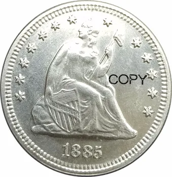 Statele unite ale americii 1/4 Quar Dolar 1885 Așezat Libertate Trimestru, cu motto-ul w/o data săgeți Alama Placat cu Copia Monede 3