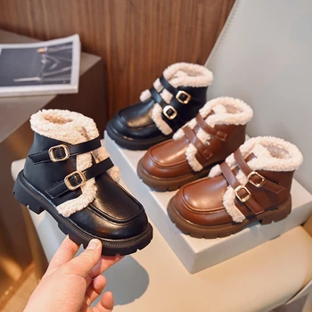 Stil britanic Cizme din Piele pentru Fete 2022 Toamna & Iarna Nouă Epocă de Catifea Uniformă de Școală Pantofi Copii Moda Băieți Glezna Cizme