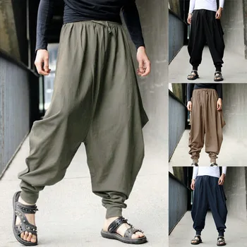 Stil chinezesc 2020 Știri Bumbac Haren Pantaloni Largi Casual Tradițională Chineză Îmbrăcăminte pentru Bărbați Hakama Samurai Costum de Hip-Hop 16