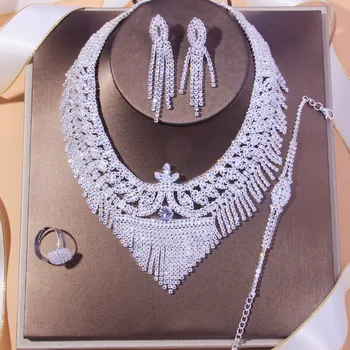 Stonefans de Lux Ciucure Stras Bijuterii de Mireasă Seturi pentru Femei Accesorii de Nunta Gol de Cristal Colier Set de Bijuterii Africane