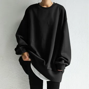 Sudadera con capucha de estilo callejero para mujer, T47 suéter informale de pe grande, ropa de calle de gran tamano 7