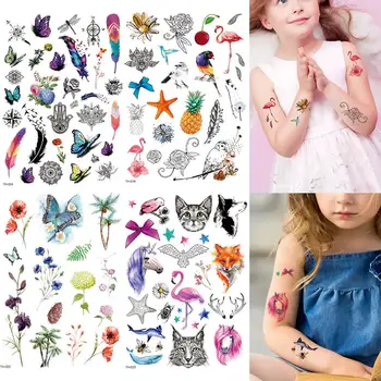 Tatuaje temporare pentru Copii se Confruntă cu Mâna Unicorn Sirena Cal Alb Swan Autocolant Tatuaj pentru Copii Fata de Festivalul Body Art 13