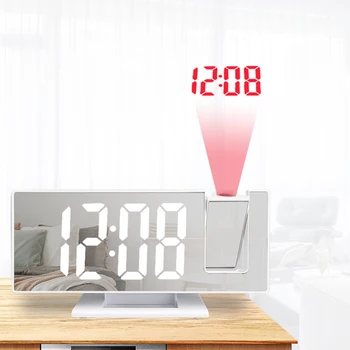 Timp Proiector Ceas Deșteptător mai Mare LED de Afișare a Temperaturii Oglindă Snooze Ceas Inteligent Luminozitatea Auto Electronice Masă, Ceas 2