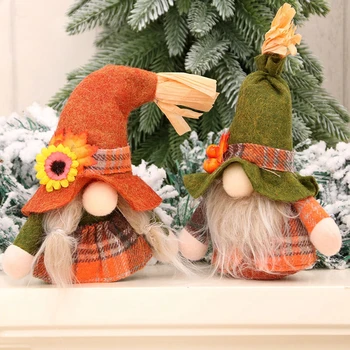 Toamna Gnome de Dovleac, de Floarea-soarelui suedeză Nisse Třmte Elf Pitic de Pluș Ornamente pentru Crăciun Toamna de ziua Recunostintei Decorare 4