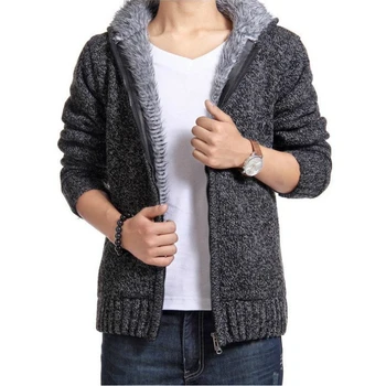 Toamna Iarna Barbati Gros Sweatercoat Guler cu Fermoar Pulover Haina Îmbrăcăminte exterioară de Iarnă Lână Cașmir Linie SweatersTurn-jos Guler 1