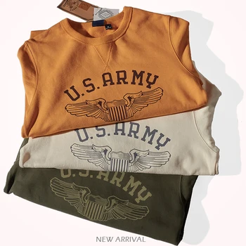 Toamna New American Retro Grea Militare Tricou Imprimat cu Catifea de Moda pentru Bărbați din Bumbac Pulover Vrac Sportwear 3