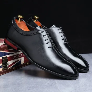 Topvivi nunta Pantofi Barbati negri Oxford din Piele de Brevet 2021 brand de lux de Afaceri Pantofi Barbati din Piele Formale pentru Bărbați Pantofi Rochie 6