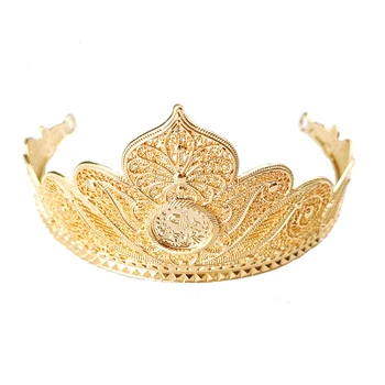 Turcă Metal Placat cu Aur Tiara Monede pentru Femei Frunte Păr Bijuterii Accesorii de Nunta Dans Tiara Coroana de Mireasă