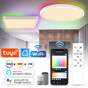 Tuya Smart LED Lumini Plafon Wifi Moderne Lampa WW CW 40W flux luminos de Culoare RGB Schimbarea pe Spate Control Vocal Alexa Pentru Acasă 5