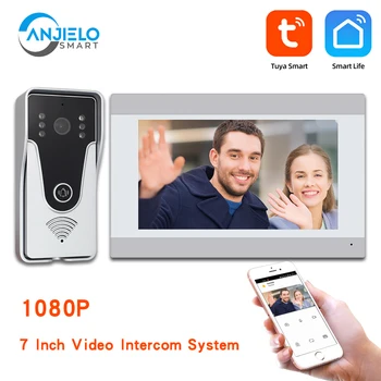 Tuya Wifi 7 Inch 1080p Video Interfon Kit Pentru Acasa de Interior, Videofon Hd Touch Ecran Cu Fir Usa Video aparat de Fotografiat Impermeabil 9
