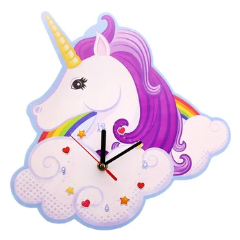 Unicorn Ceas de Perete Curcubeu Unicorn și Decor Magic Ceas Creative Art Decor de Perete Ceas de Timp pentru Copii Pentru Fete-O