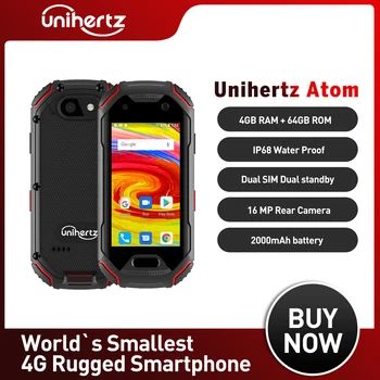 Unihertz Atom Rugged Smartphone 4GB 64GB, Android 9 Octa Core Deblocat Telefonul Mobil 2.45 inch mini Buzunar telefon Mobil 2000mAh NFC 8