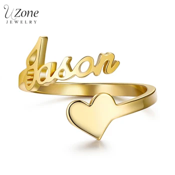 UZone Nume Personalizat Inima Dragoste Inel Personalizat Nume Arab Inele De Cuplu Numele Pe Un Inel Pentru Femei Bijuterii De Nunta Cadou 3