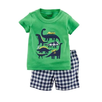Vara Copilul Baieti Haine Verzi Dino Baby Boy Haine 100% Bumbac Top+Pantaloni 2PCS Set de Îmbrăcăminte Nou-născuți 6 9 12 18 24 Luni 13