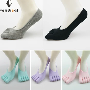 Vara din Bumbac Invizibil Cinci Degetul Ciorapi Femei Fata Respirabil Deodorant Tânăr Solid No Show Socks Cu Degetele de la picioare UE 35-39 11