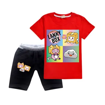 Vara Lankybox Set Pentru Teen Fată Băiat 2PC Costum de Pânză 2022 Moda Copil Desene animate Tricou+pantaloni Scurți Costum Copil Casual Trening 3-14T 3