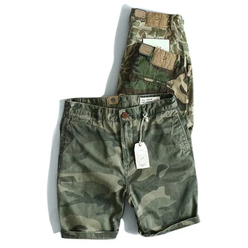 Vara Noi Japoneză Țesute Camuflaj Scule pantaloni Scurți de Moda pentru Bărbați Stil Militar Retro Spălat Vechi Direct de Genunchi Lungime Pantaloni 15