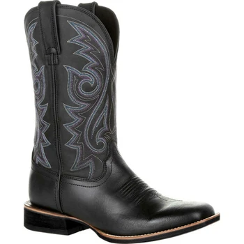Vest Cizme de Cowboy Maro Negru Faux din Piele Pantofi de Iarna Retro Bărbați Cizme Brodate Bărbați Cizme Jumătatea vițel Plus Dimensiune 48 Botas