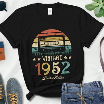 Vintage 1952 Ediție Limitată Femei T Shirt de-a 70-70 de Ani de Ziua Mamei Bunica Cadou de Bumbac Negru T-shirt Doamnelor de Sus 1