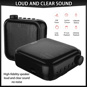 Vocea Amplificator 12W 1200mAh Multifunctional Portabil Mini Personal Vorbitor de Voce cu 2 Microfoane cu Fir Sac de Depozitare 12